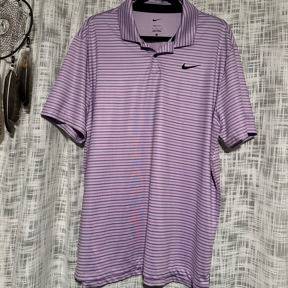 Nike Men's Lavender Striped Polo Shirt